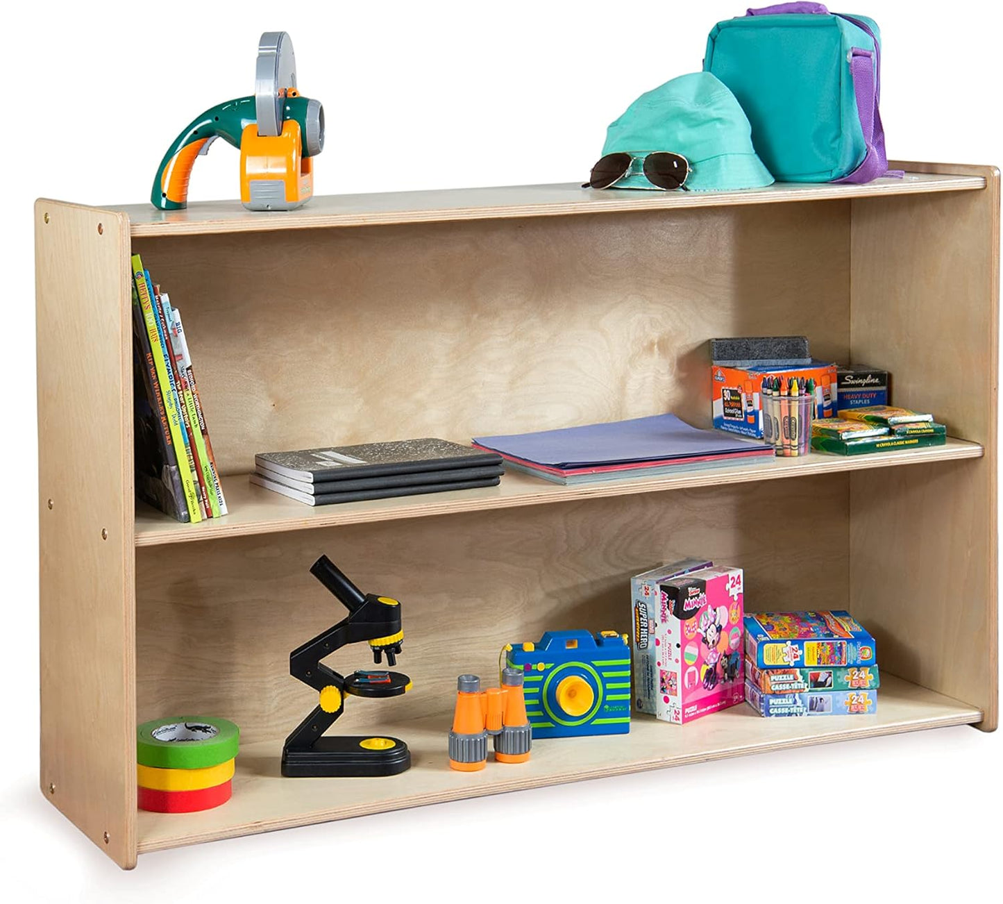 Daycare Shelves for Kids, Bookcase with 2 Shelves for Storage, Wood Furniture for Toddlers, Children, Montessori, Classroom, 47-inch Width