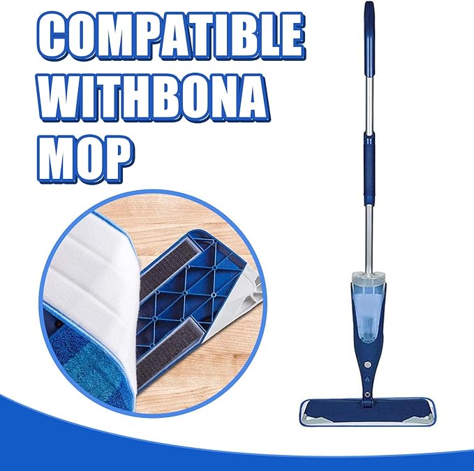 4 Pieces Microfiber Cleaning Pads Compatible with Bona Mop Reusable 18 Inch Replacement Cleaning Pads Washable Refills Replacement Heads for Floor Cleaning