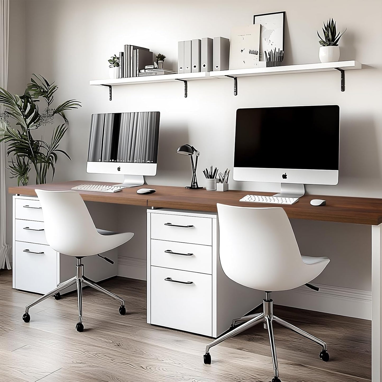 Kaboon Universal Tabletop 55"x20", Solid One-Piece Melamine Table Top, Double Desk L-Desk DIY, Home and Office, Dark Walnut