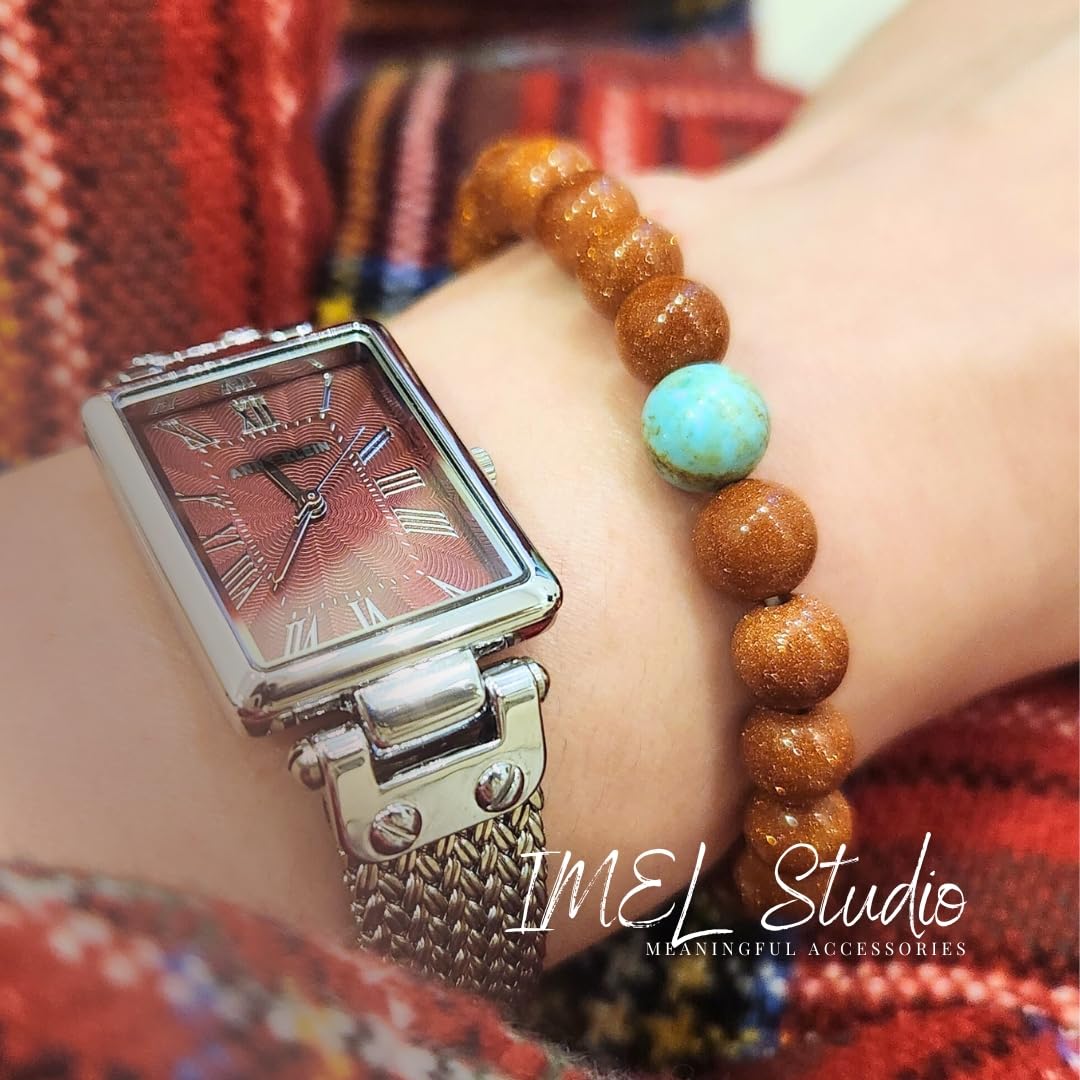 Handmade Jewelry: Crystal Bracelets for Women with Natural Gemstones - Boho Gifts by IMEL Studio (Turquoise Joy Radiance for revitalization and immunity)