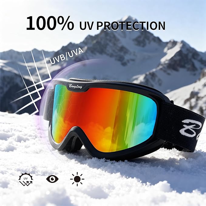 BangLong Ski Goggles, Snowboard/Snow Goggles Anti Fog UV Protection Design for Men Women Skiing, Skating,Snowmobilet,Youth