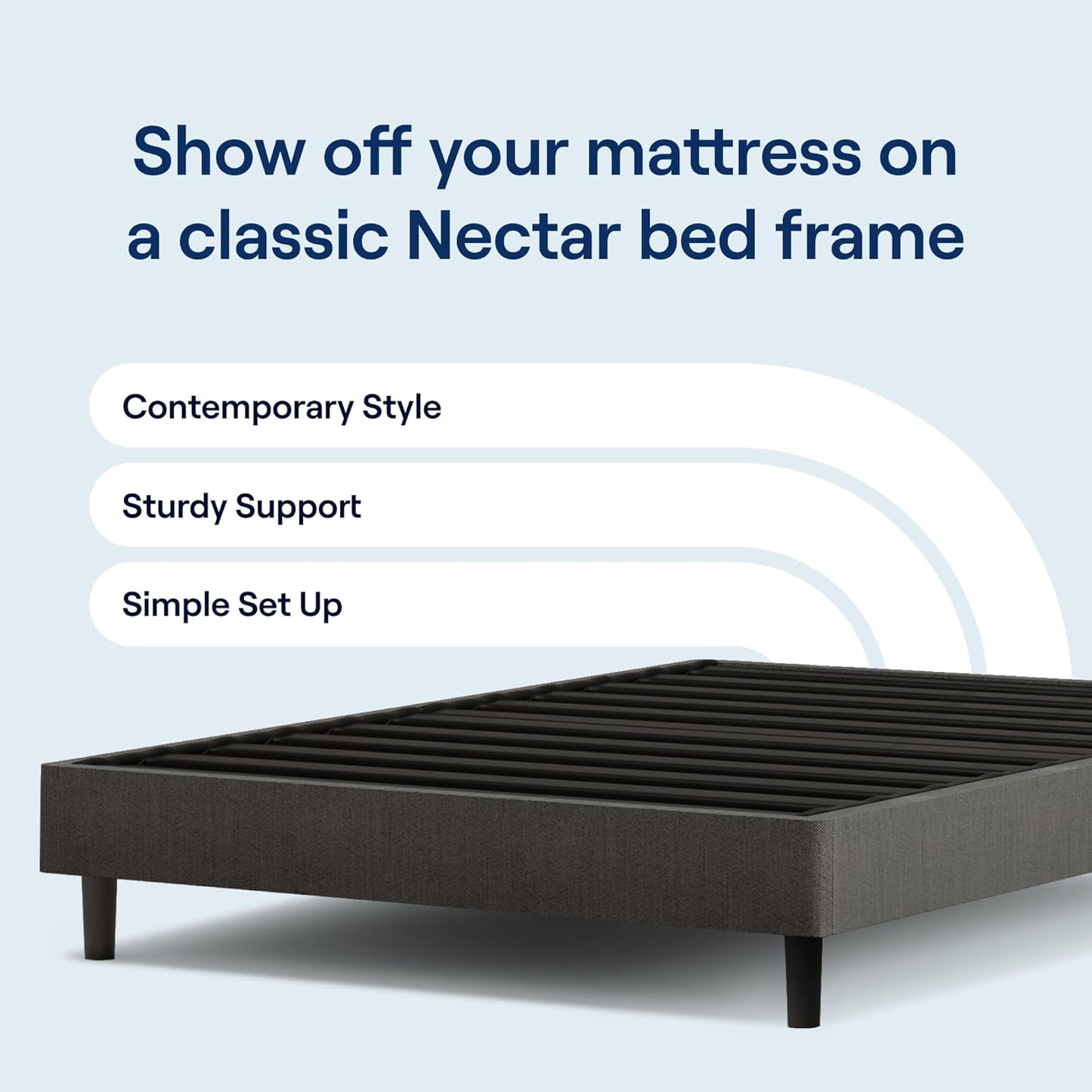 Nectar Full 12” Mattress with Bed Frame - Grey - Medium Firm Gel Memory Foam - Cooling Comfort Technology - 365-Night Trial - Forever Warranty - Easy Assembly - 8 Inch Legs - Holds Up to 700 Pounds