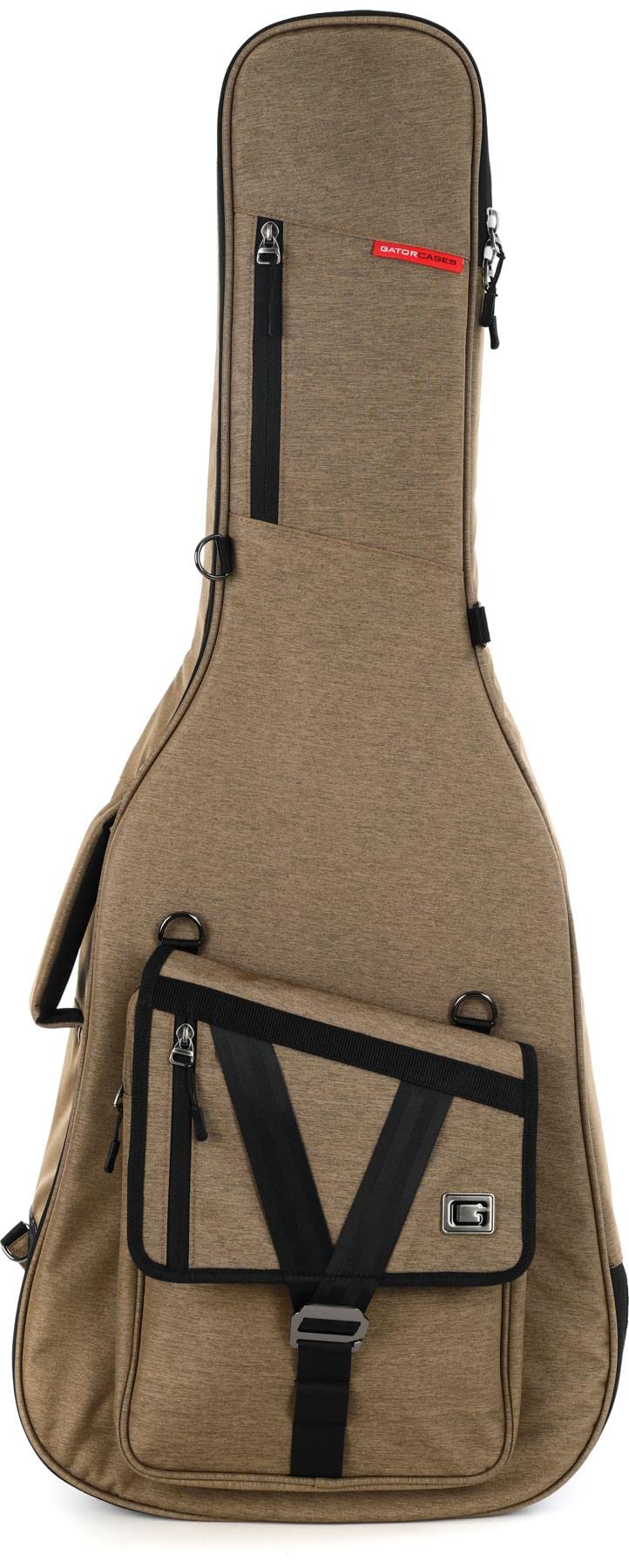 Gator Cases Transit Series Lightweight Acoustic Guitar Gig Bag with Back Pack Straps and Rubberized Base, Tan Exterior (GT-ACOUS