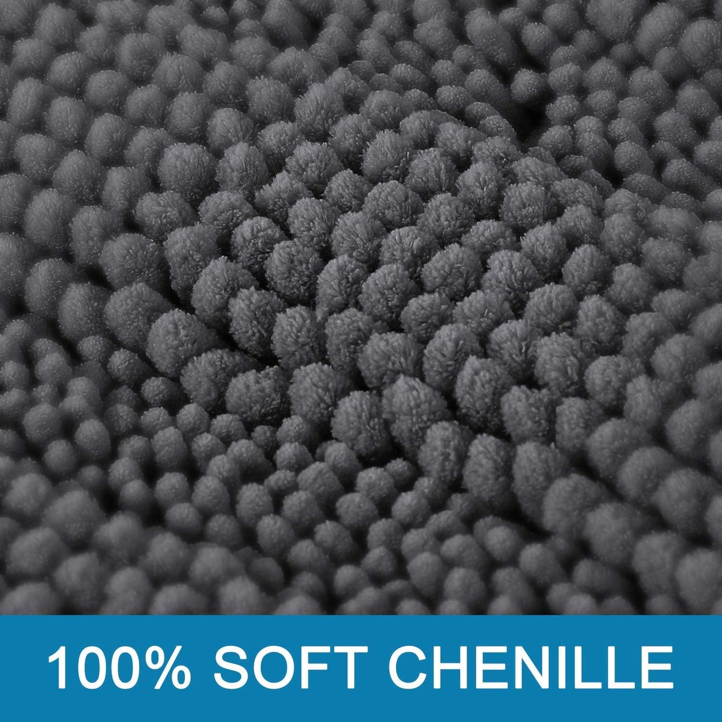 H.VERSAILTEX Bath Mats for Bathroom Non Slip Extra Thick Chenille Striped Bath Rug 24" x 36" Absorbent Non Skid Fluffy Soft Shaggy Rugs Washable Dry Fast Plush Mats for Indoor, Bath Room, Tub - Grey