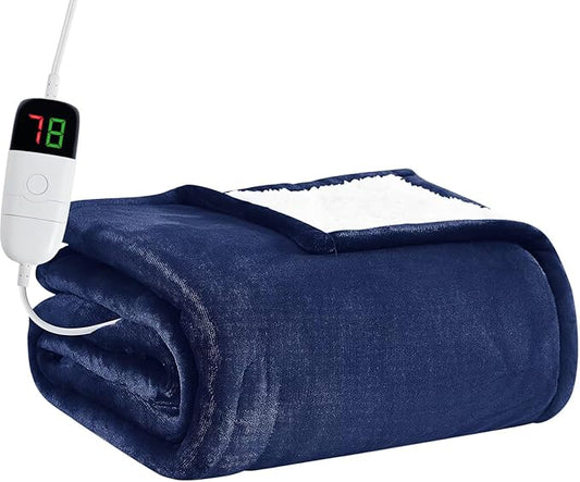 BOMOVA Heated Electric Blanket Twin - 62" x 84" Heating Blanket with 10 Heating Levels & 8 Hours Auto Off, Warm Flannel Blanket, Christmas Birthday Gifts for Women