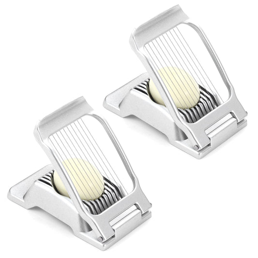 2 Packs Egg Slicer,Strawberry Slicers, Stainless Steel Wire Egg Slicer for Hard Boiled Eggs, Heavy Duty Aluminum Base Metal Egg Cutter for Egg Strawberry Soft Fruit & Food, Dishwasher Safe