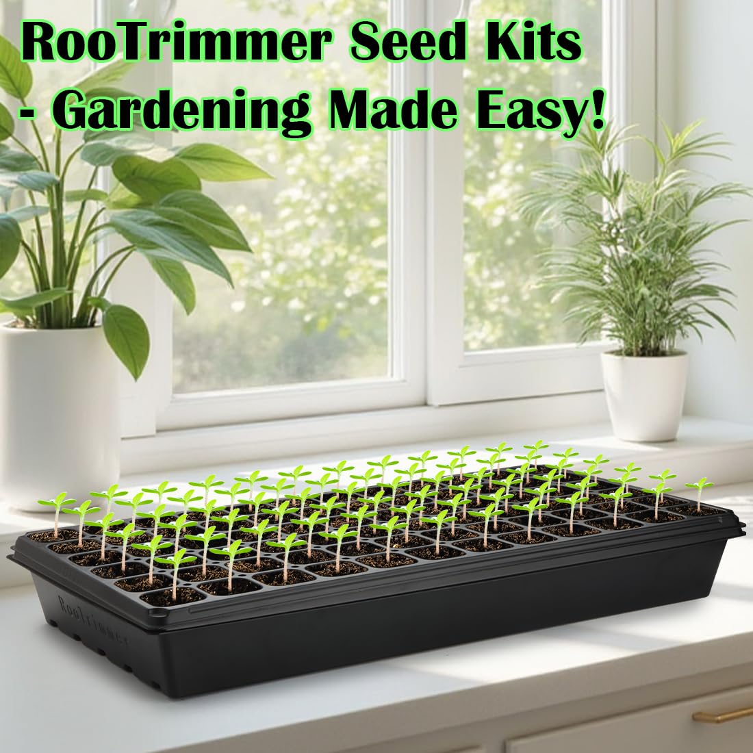 RooTrimmer 10 Pack 1020 Trays No Holes and 10 Pack 72 Cell Seed Starter Tray, 20" x 10" - Heavy Duty Reusable Plastic Seed Starter Kit for Microgreens, Seed Germination & Plant Propagation (10 Sets)