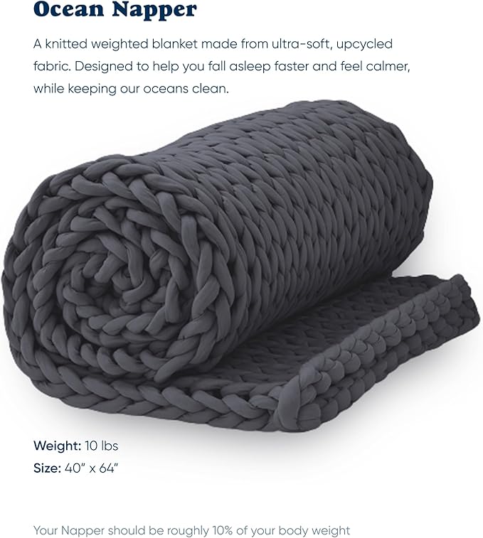 Bearaby Weighted Blanket 10 lbs (40"x64") – Asteroid Grey – Recycled Polyester – Eco-Friendly, Heavy Throw for Adults – Soft, Breathable, Sustainable Comfort