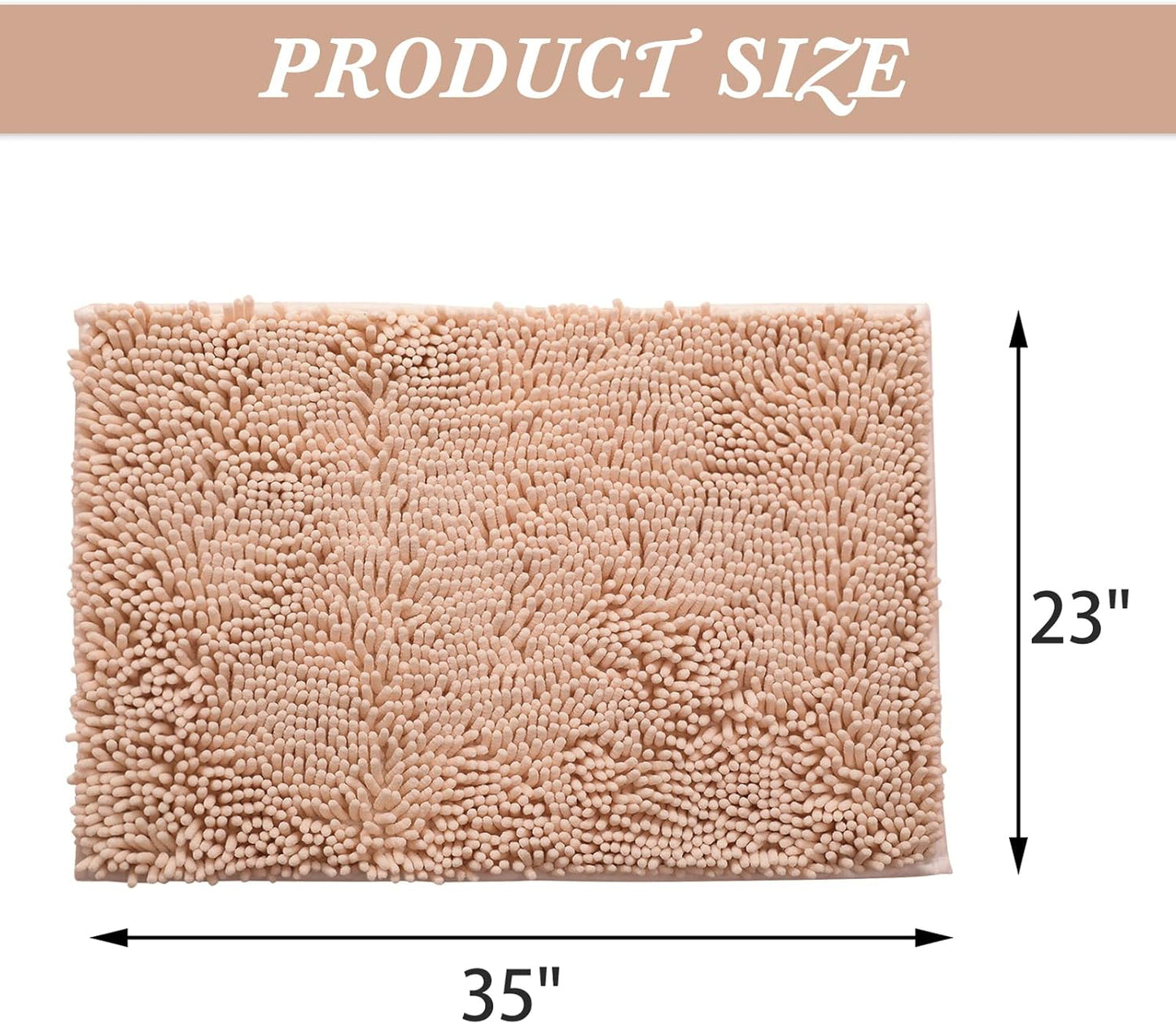 Non-Slip Bath Rug,Extra Soft Microfiber Bedroom Shag Carpet with Anti-Slip Backing,Water/Dust Absorbent Fast Dry Shower Mat,Sound Insulated Stairs Pad,Machine Washable (Camel,23 x 35 Inches)
