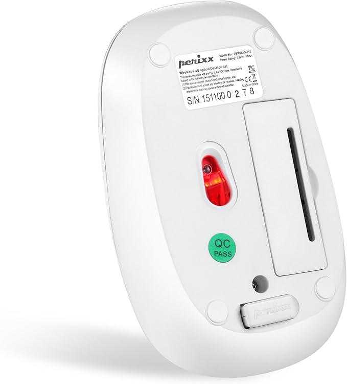 Perixx PERIDUO-712W Wireless Mini Keyboard and Mouse Set, White, US English Layout