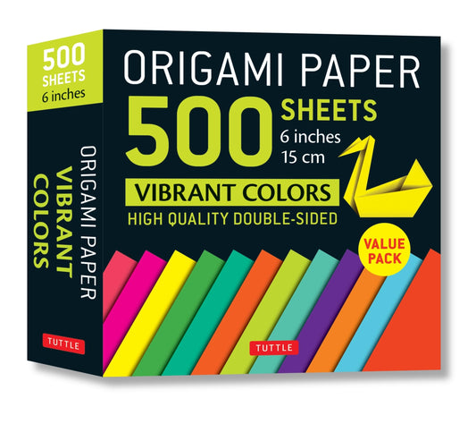 Origami Paper 500 sheets Vibrant Colors 6" (15 cm): Tuttle Origami Paper: Double-Sided Origami Sheets Printed with 12 Different Designs (Instructions for 6 Projects Included)