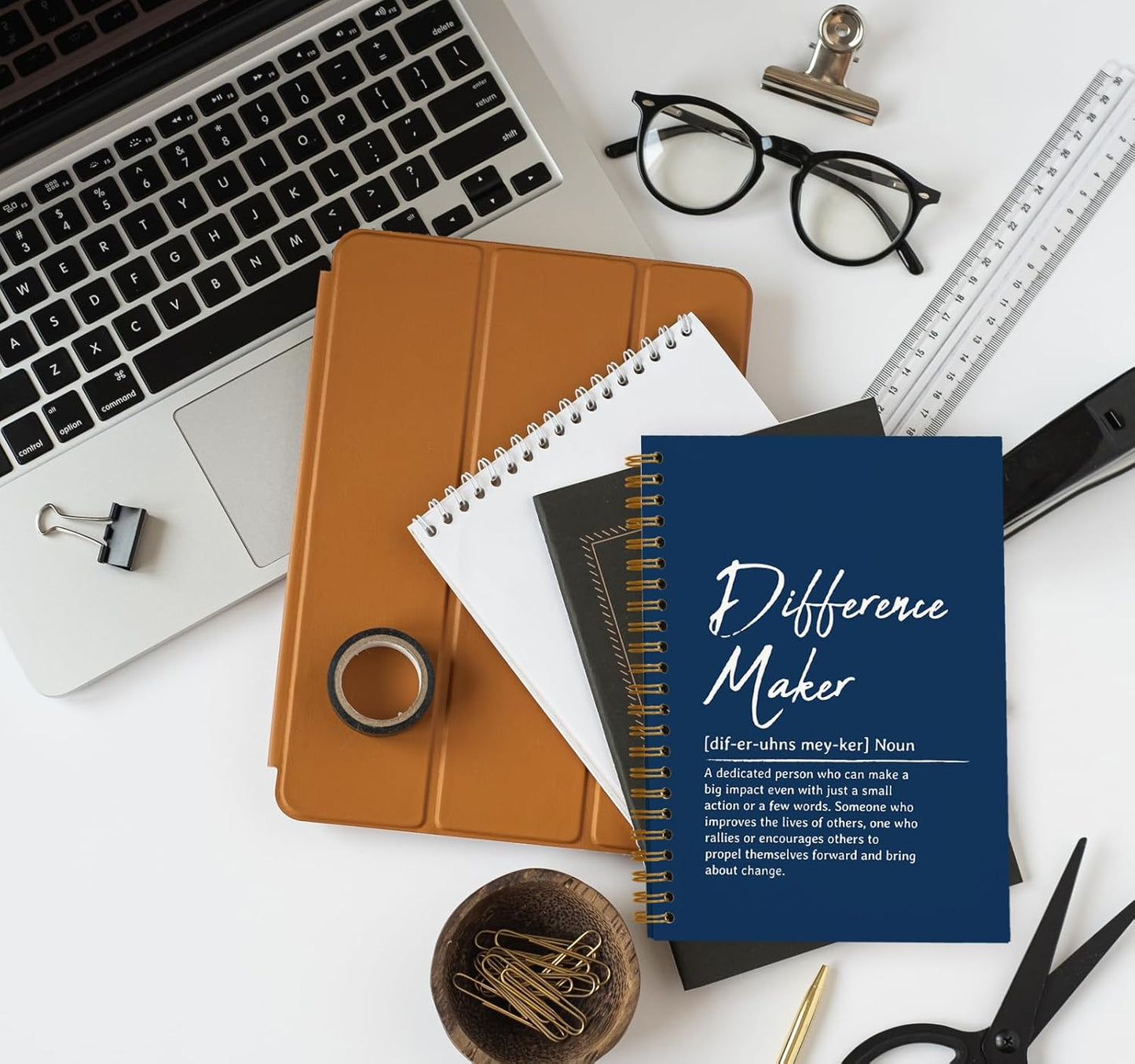 OXW Navy Blue Meeting Notebooks for Work, Difference Maker Gift Office Work Notebook Journal for Writing Note Taking, Thank You Gifts for Women Men Leader Boss Mentor Manager Principal, 5.5"x8.3"