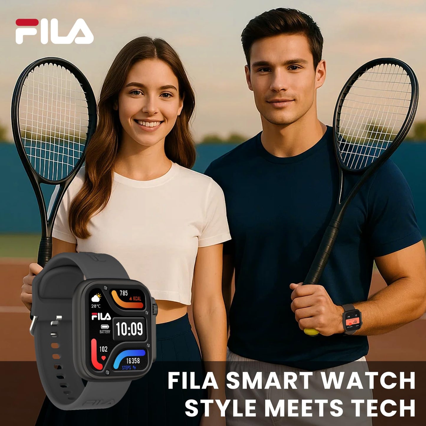 Fila Smart Watch With Bluetooth Calls, 1.83 Screen Fitness Tracker For Men Women, Ip67 Waterproof, 120+ Workout Modes, 24/7 Hear