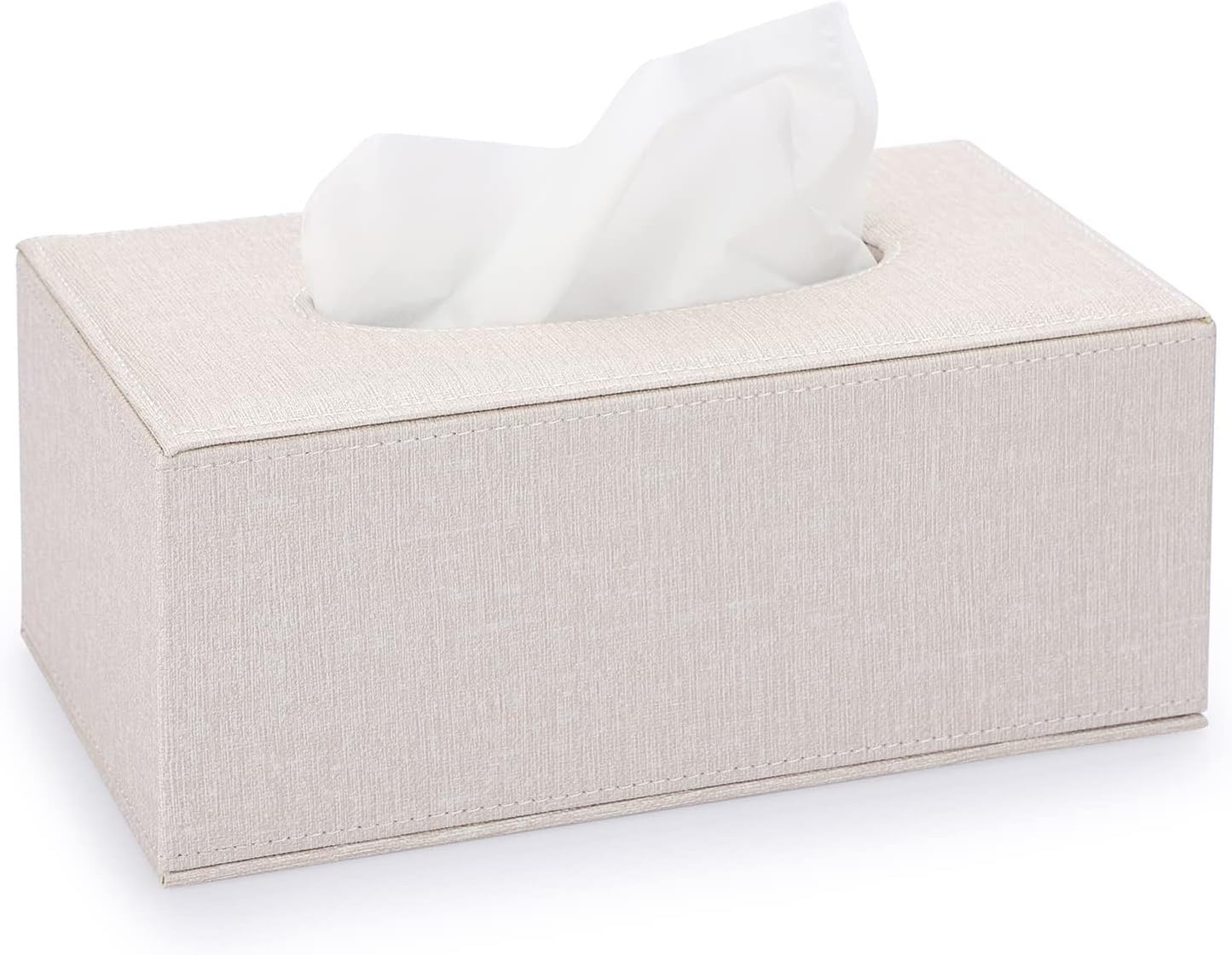 Sumnacon Tissue Box Cover Rectangle Linen Tissue Box,Stylish Tissue Box Holder with Magnetic Bottom,Decorative Tissue Cover for Bathroom Toilet Bedroom Living Room Table Desk Office, Beige