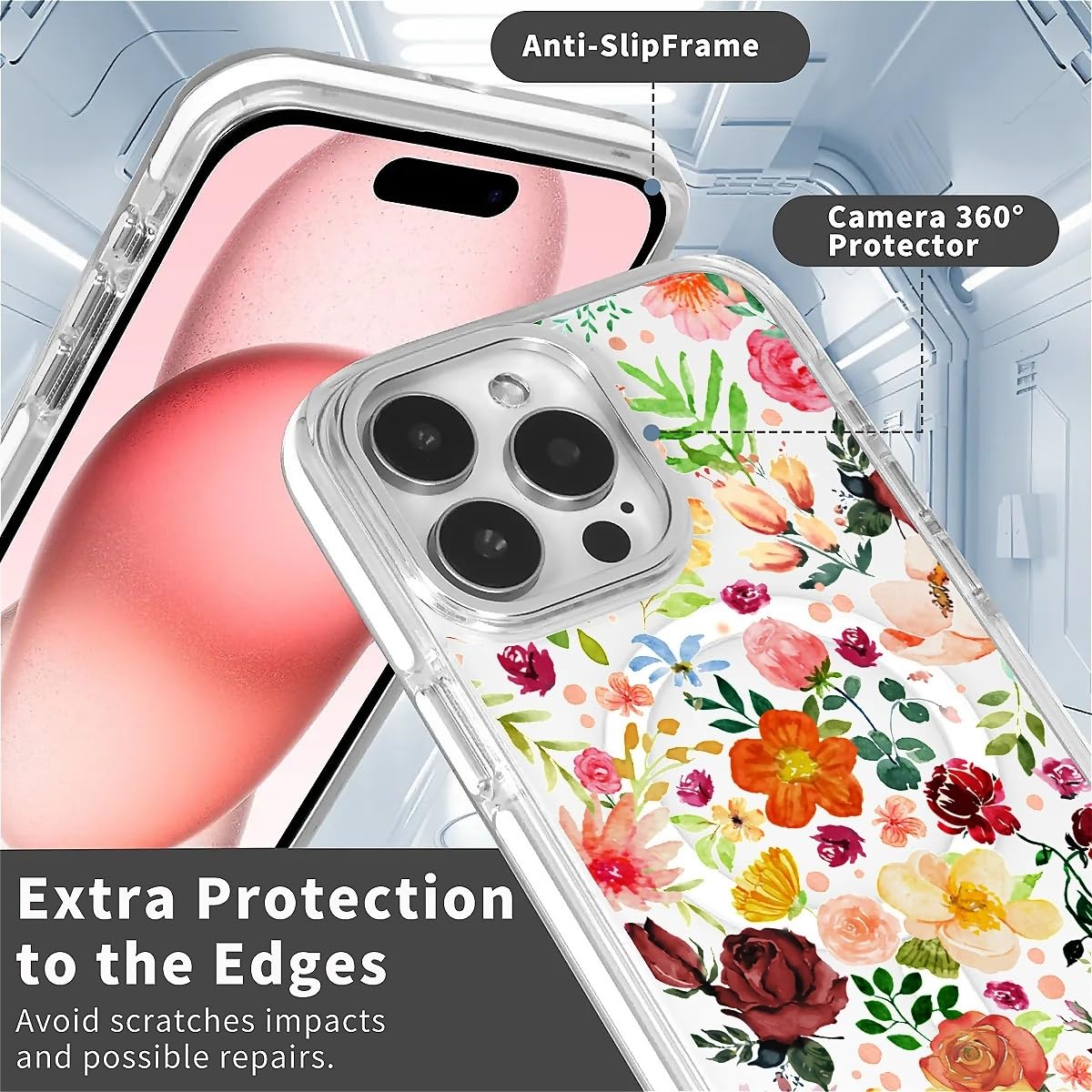 Okbuok For Iphone 15 Pro Max Case [Compatible With Magsafe],Girls Women Clear Magnetic Case Silicone Shockproof Protective Cover