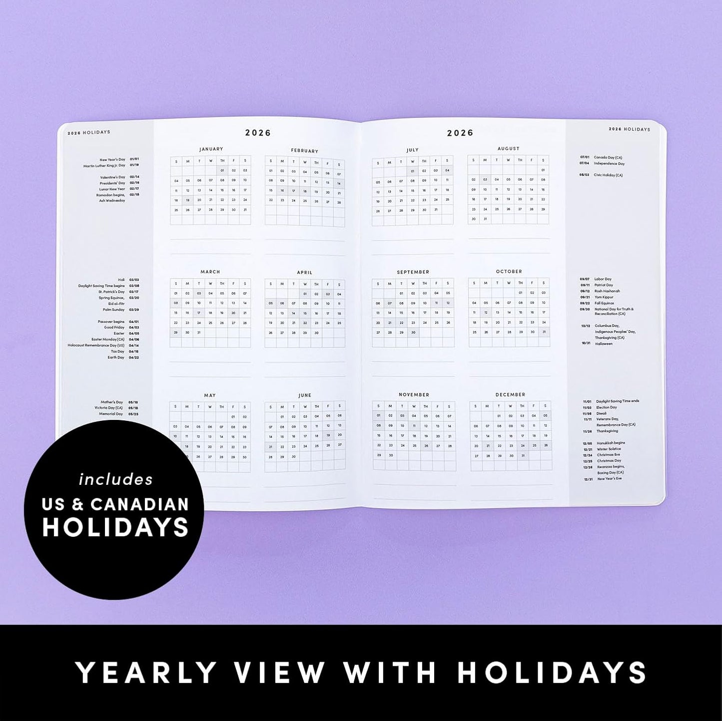 PAPERAGE 2026 Monthly Planner, 12 Months (January 2026 - December 2026), 8 in x 10 in, 2026 Planner with Large Monthly Spreads & Calendar Views, Note Pages, To Do Lists & Trackers, – Bright Stripes