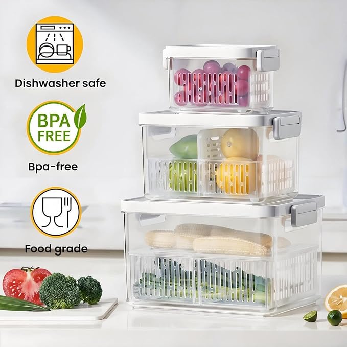 vacane Dishwasher Safe Berry Keeper, Produce Saver, Clear Fruit Containers, BPA-Free Lettuce Keeper, Keep Food Fresh, 3.8 Cup
