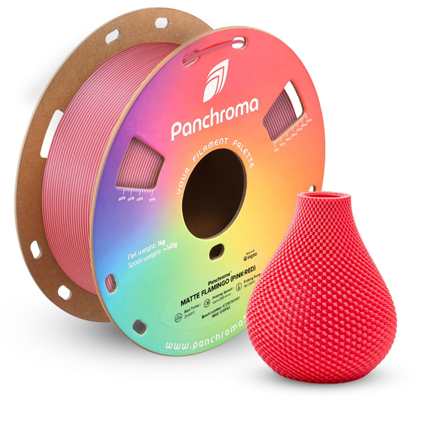 Polymaker Panchroma Dual Color Matte PLA Filament, Matte Flamingo (Pink-Red) 1.75mm 3D Printing Filament, 3D Printer PLA Filamen