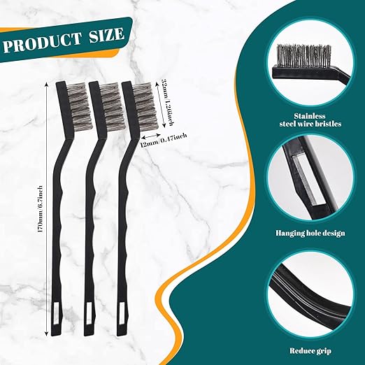 80 Pcs Mini Wire Brush Stainless Steel Brush Set, Curved Handle Masonry BrushWire Brush for Cleaning Welding Slag and Rust