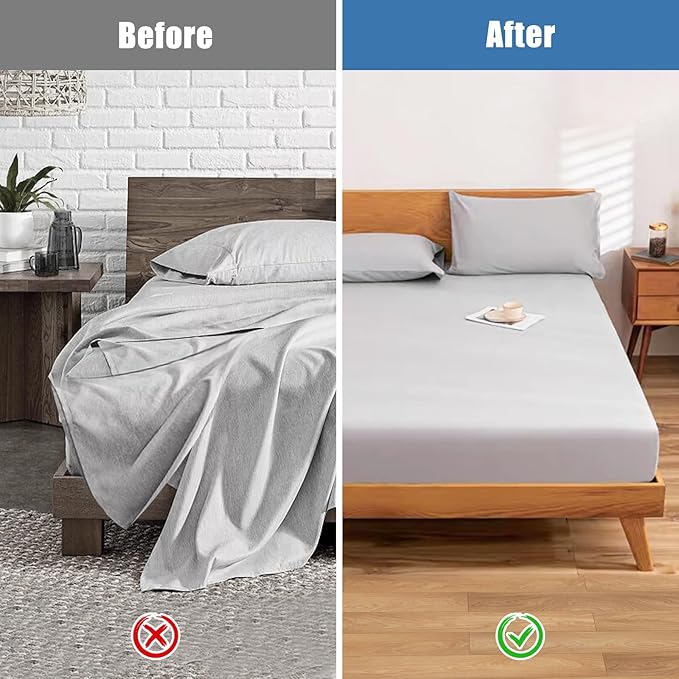 Sheet Holder, Bed Sheet Holders Secure Bed Sheets Firm&Tight Heavy Duty Sheets Fasteners For Corner Fitted Sheet Straps Fit Twin Queen & King Beds that All Mattress Sizes (4, Grey) (Light gray)