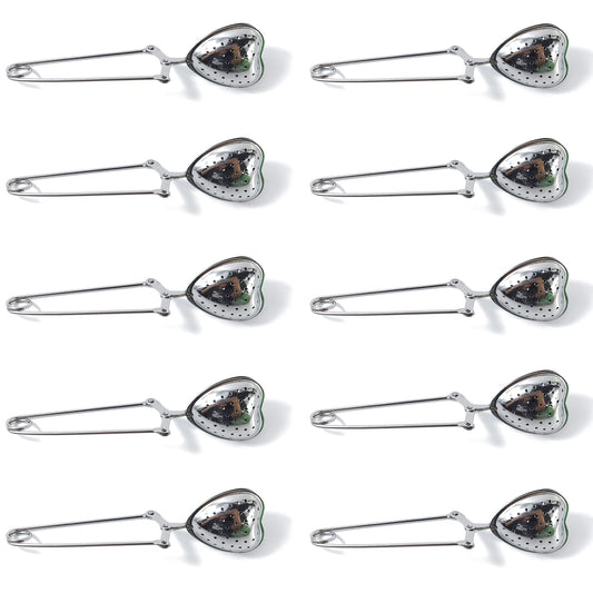 ROYHOO10PCS Stainless Steel Tea Filters Loose Leaf Tea Infuser Strainers Reusable Interval Diffuser Heart-shaped Tea Partition Spoon