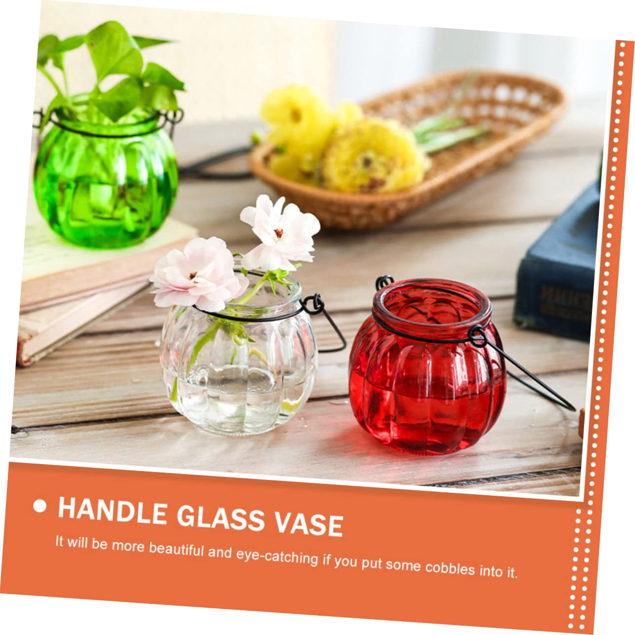 LIFKOME 4Pcs Hanging Hydroponic Vases Glass Plant Bottles with Handles for Home Decor for Weddings and Parties and Stylish Planter Terrariums for Bedroom