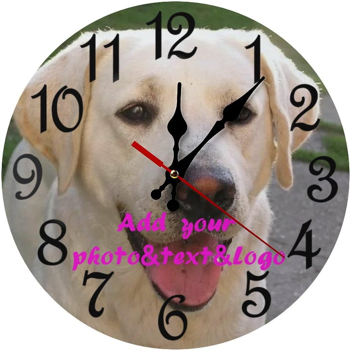 Custom Wall Clock,Personalized Wood Clock add Your Photo/Text,Customizable Silent Round Decoration for Kitchen Bathroom 23.6inch style2