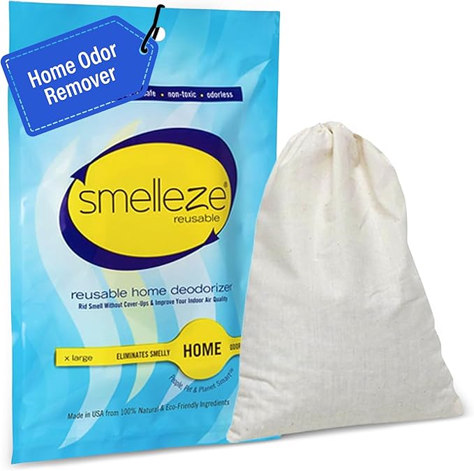 SMELLEZE Reusable Home Smell Removal Deodorizer Pouch - Natural Odor Eliminator for Home, Rids Stinky Odor Without Harmful Fragrances in 150 Sq. Ft.