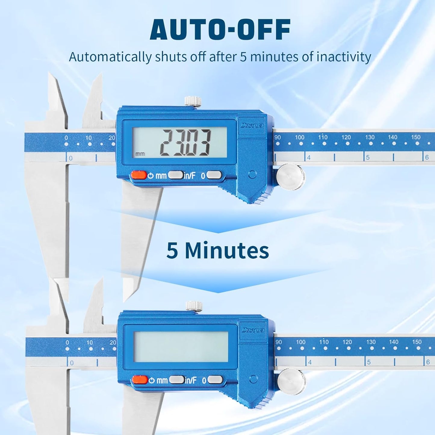 Dasqua Digital Caliper 12", IP54 Stainless Steel Water Resistant Caliper with Large LCD Display and Storage Case, Easy Switch Between Inch/Metric/Fraction, Accuracy 0.001'', Precision Measuring Tool