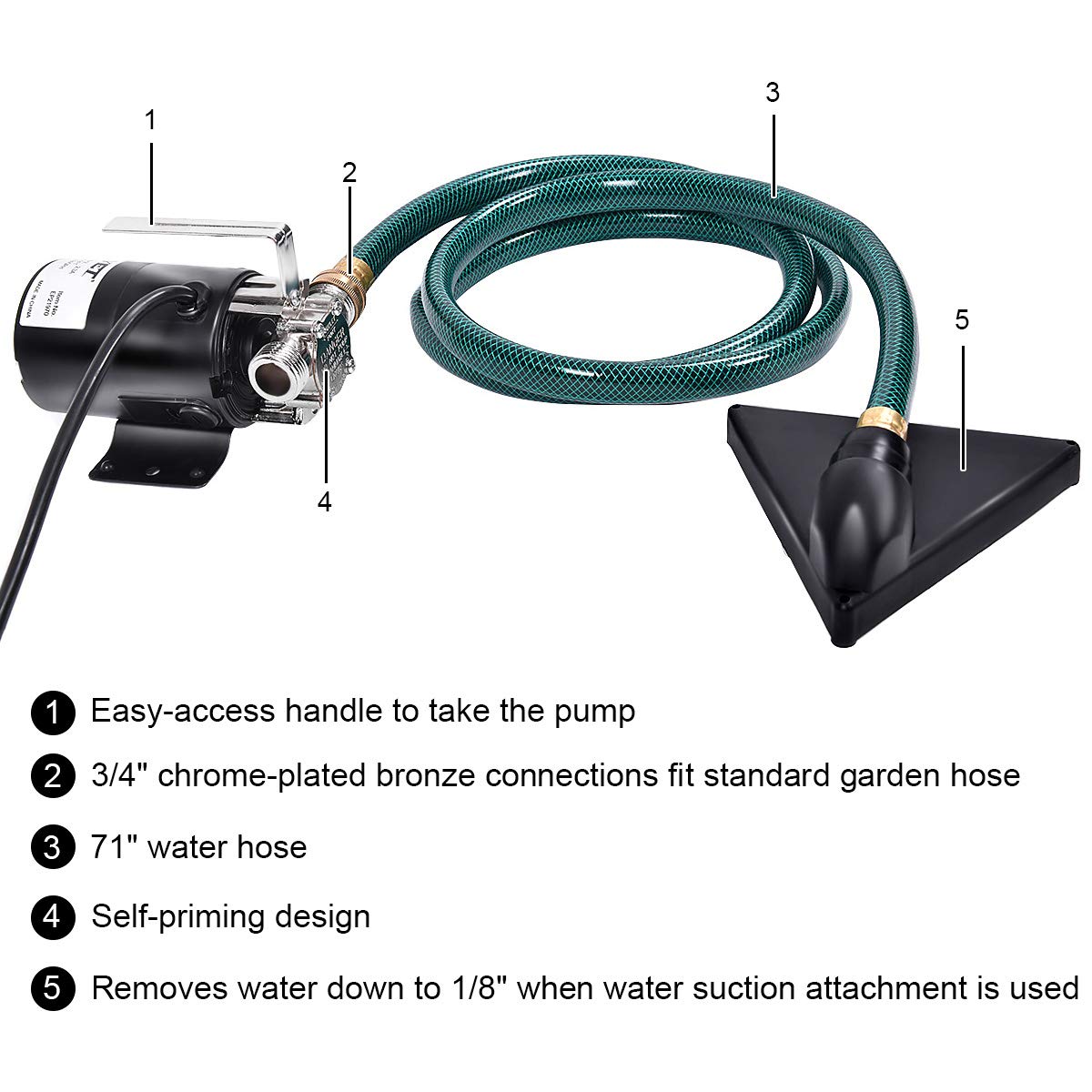 Goplus Water Transfer Pump, 115V 1/10HP 330GPH Portable Electric Utility Pump with 6FT Suction Hose Kit, Remove Water from Garden, Flooded Basements, Rain Barrel, Water Bed, Pool, Ponds and Aquariums