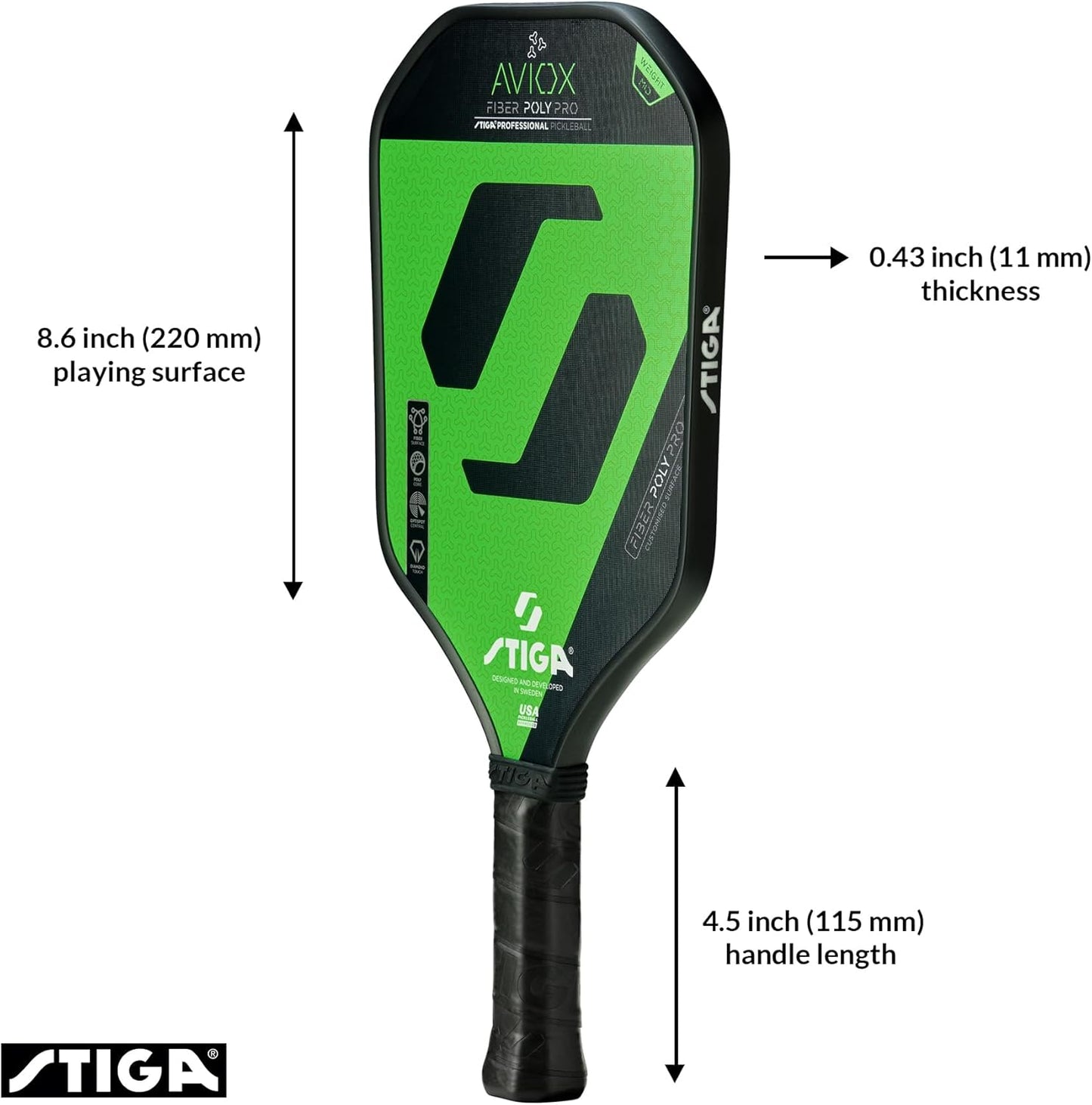 STIGA Aviox Pickleball Paddle | Midweight Paddle - USAPA Approved - Designed in Sweden
