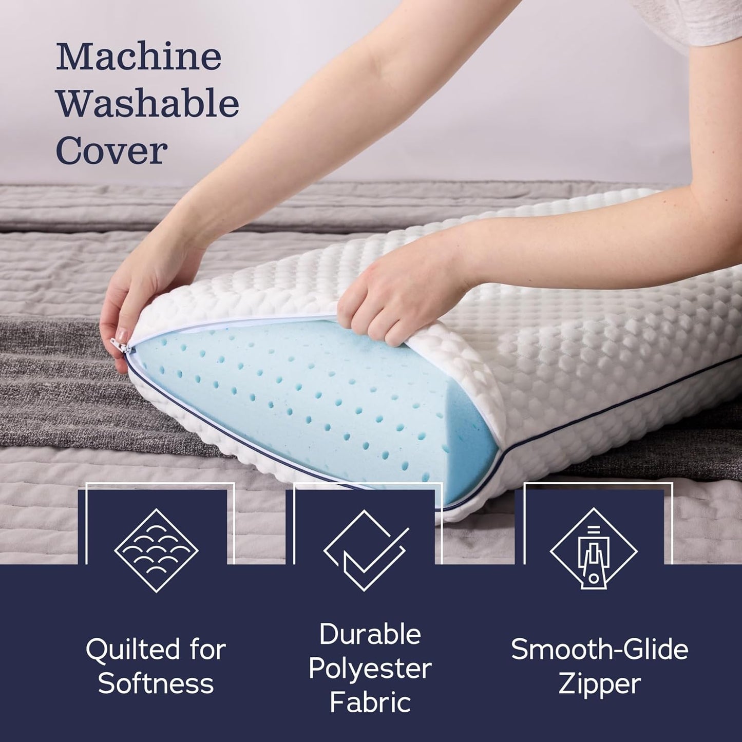 WEEKENDER Standard Gel Memory Foam Pillow Size-1-Pack-Medium Plush Feel-Neck and Shoulder Support-Side, Stomach, and Back Sleepers-Home, Hotel, & Hospital Essentials-CertiPur Certified, White