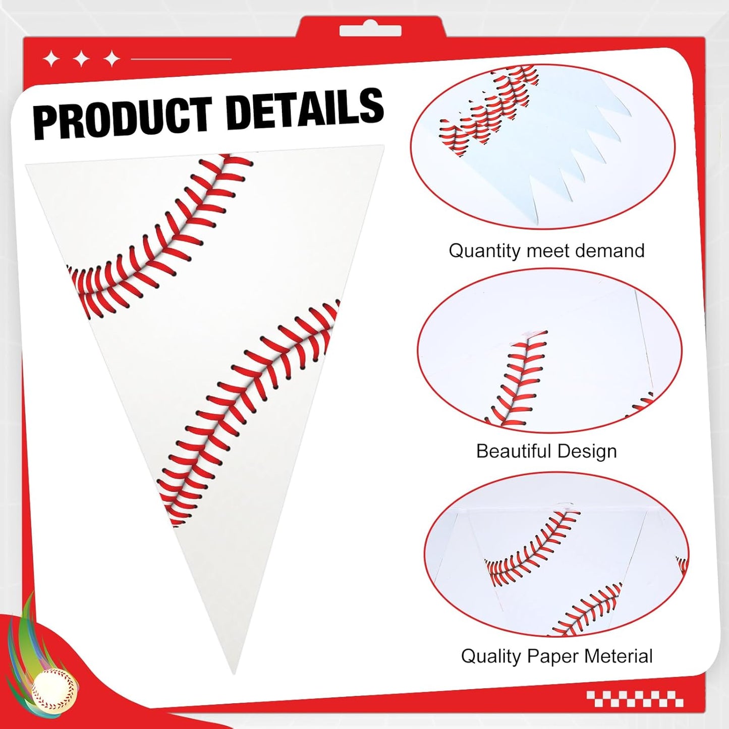 Jetec 5 Pcs 49 Ft Baseball Party Decorations Pennant Banner Pre-Assembled Sport Triangle Flag Bunting Garland for Baseball Birthday Party Supplies Sport Theme Decorations