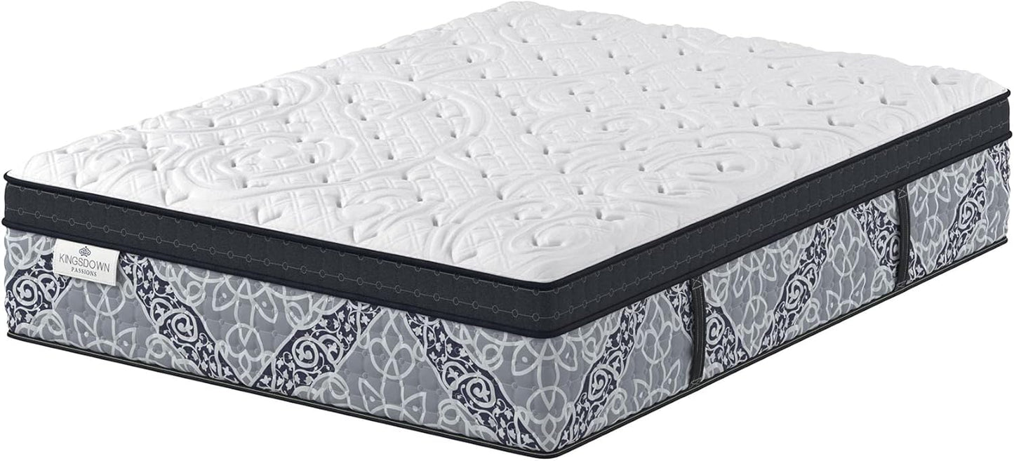 Kingsdown Passions Kelbrooke 16" Plush Euro Pillow Top Hybrid Mattress Twin, Cool Gel Memory Foam Layer Motion Isolation Quilted Top Premium Mattress