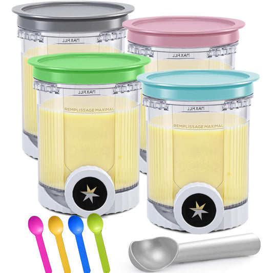 Creami Pints and Lids for Ninja Swirl, 4 pack Creamy Icecream Containers Cups Jars Tubs Canisters Smoothie Pot Compatible with N