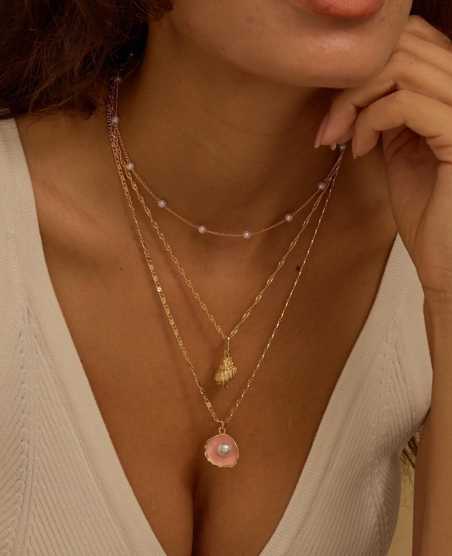 Drogomen Seashell Necklace for Women Shell Conch Pearl Choker Necklaces Beach Accessories Sea Shell Necklace Hawaiian Summer Beach Jewelry for Women Vacation (BP)
