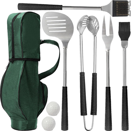 Golf Grilling Gifts for Men 8pcs Golf BBQ Grill Accessories Tools Utensils Set for Outdoor Camping, Funny Birthday Gifts for Men Women Golfers, Dad Gifts for Dad Grandpa Husband from Daughter Son Wife