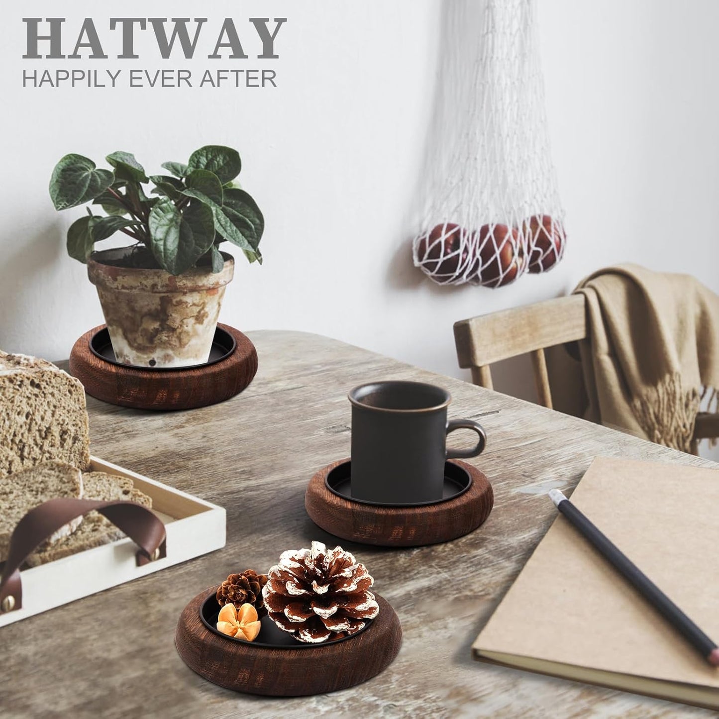 Wood Candle Holder Farmhouse Decor Wooden Pillar Candles Tray for Table Centerpiece Small Decorative Tray Riser Round Wooden Plate Pedestal Stand for Coffee Table for Christmas Decor Mu-4