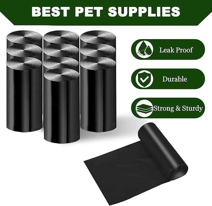 Dog Waste Bags 200 Pcs, Dog Waste Can Liners for 5L Dog Poop Trash Can Outside, 5 Pack Dog Poop Bags Rolls, Dog Poop Bags for Outdoor, Poop Bags for Dogs (200 PCS)