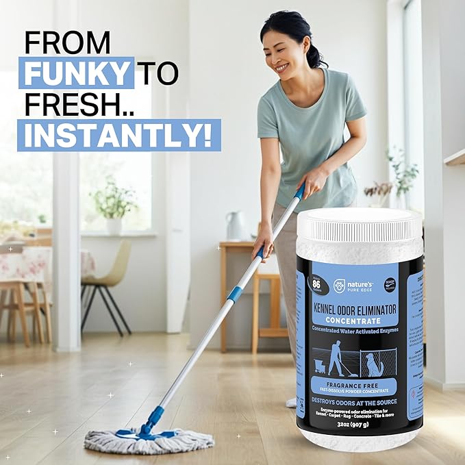Kennel Odor Eliminator Concentrate – Enzyme Powder for Strong Pet Odor, Urine & Poop – Safe for Kennels, Crates, and Carpets – Makes 86 Gallons – Fragrance Free - Industrial Pet Urine Odor Eliminator.