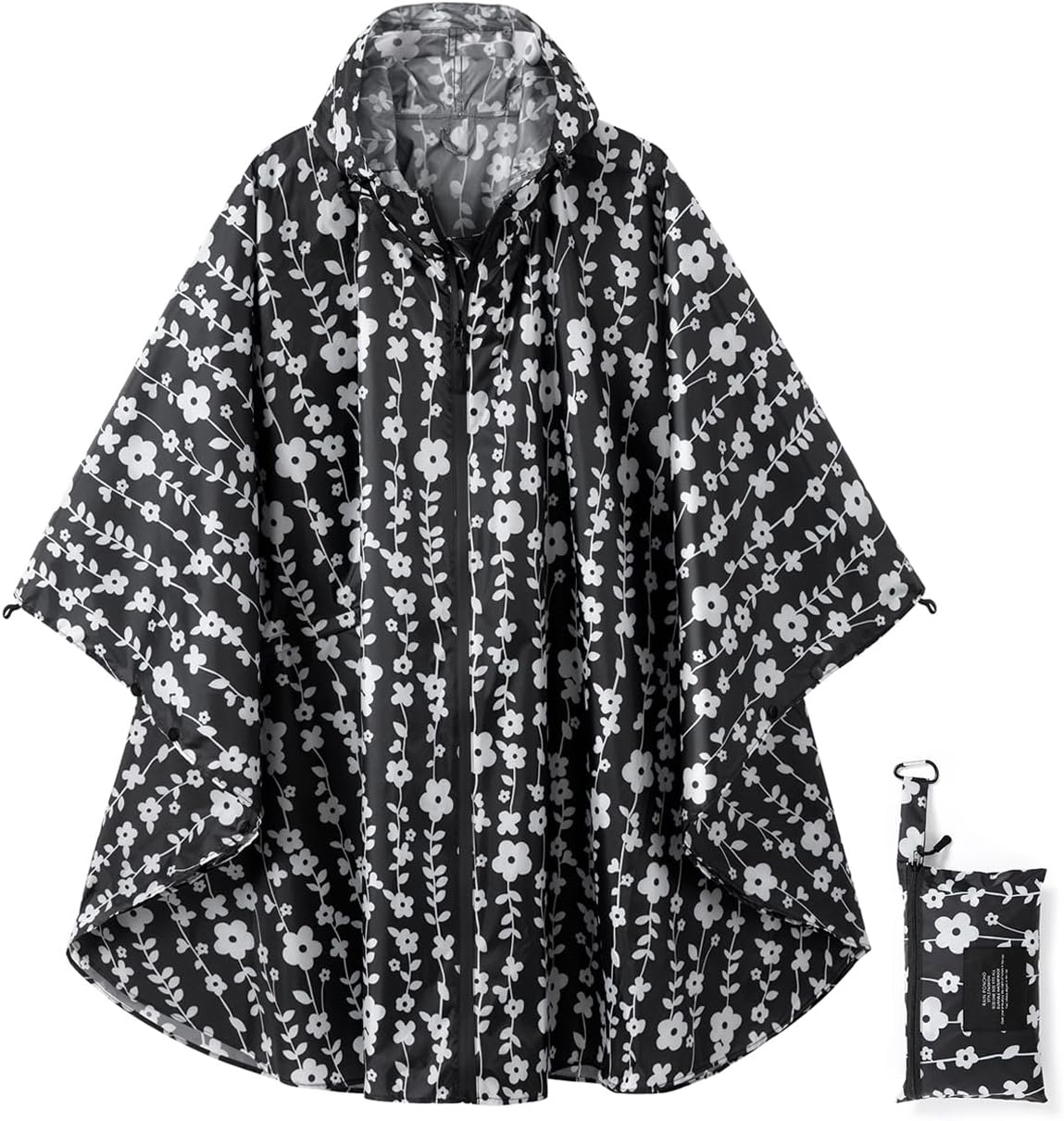 Rain Poncho Jacket Coat Hooded Zipper Style for Women/Men/Adult with Pocket