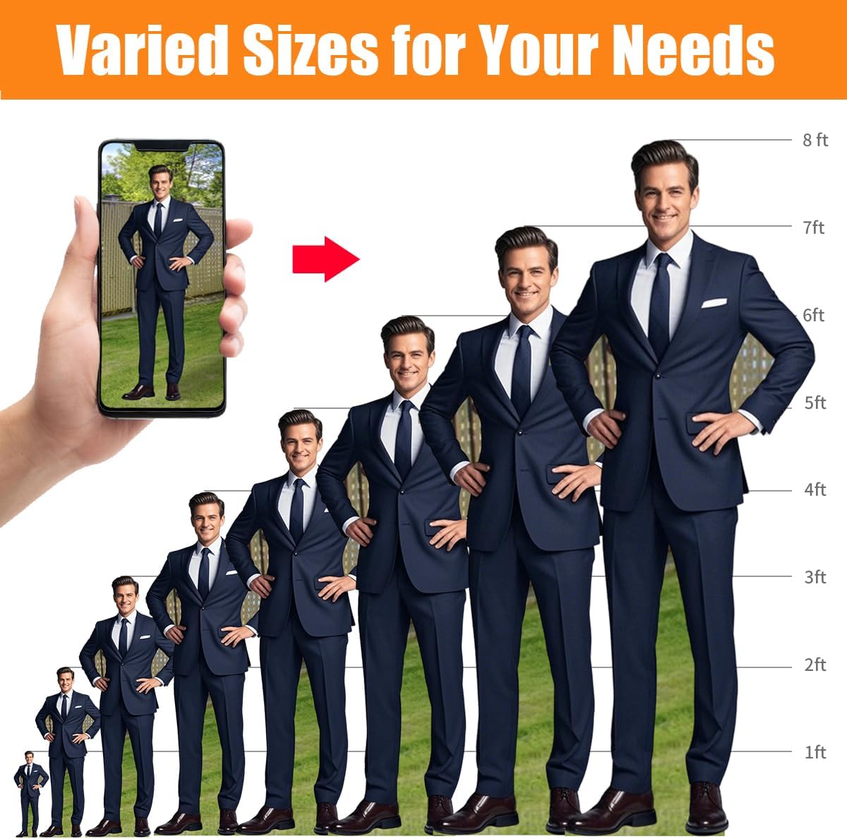 Custom Life-Size Cardboard Cutout | Personalized High Resolution Standup Cardboard Cutout with Photo You Upload | Perfect Decor for Birthday, Wedding, Party or Sports Events (Cardboard - 1 ft)