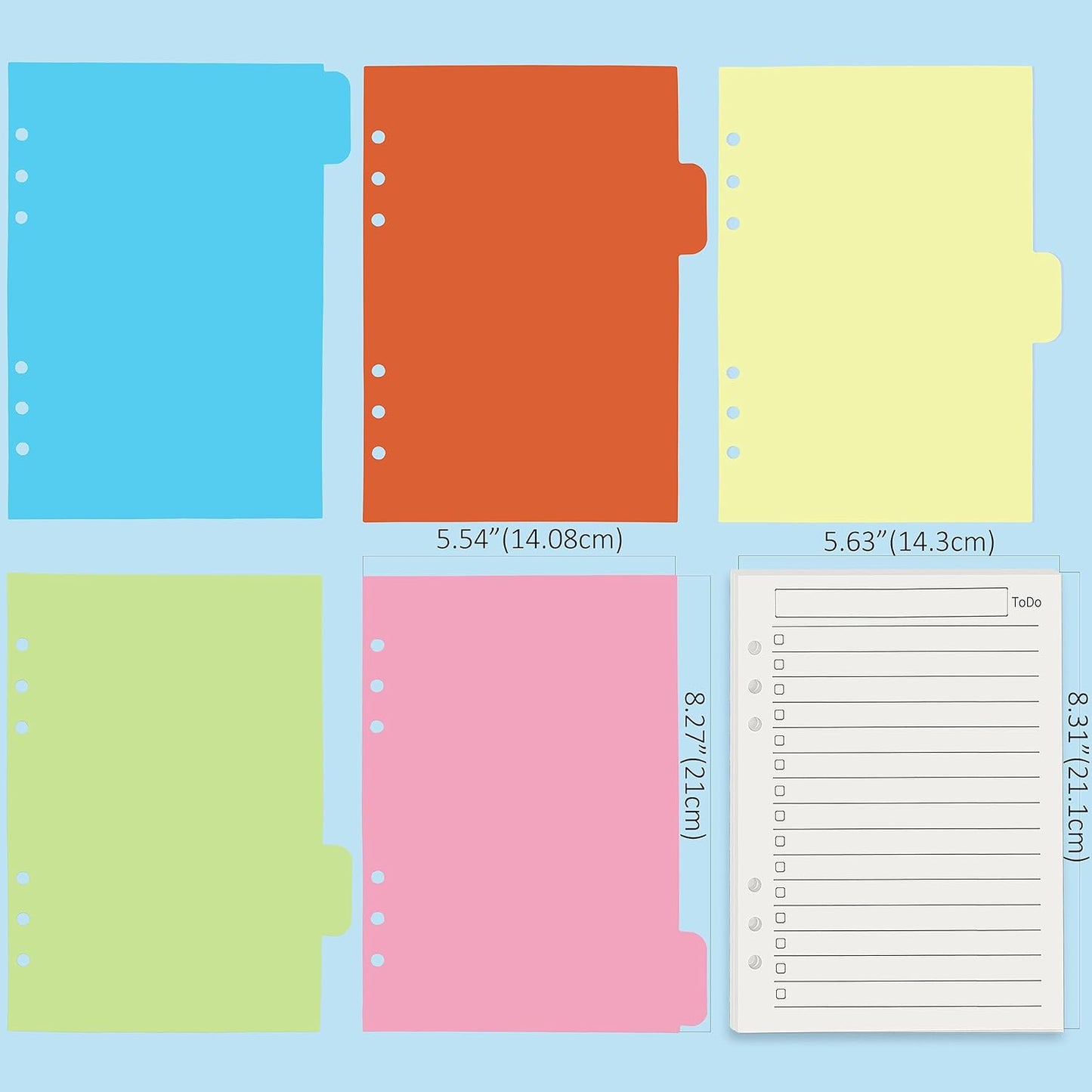 Harphia A5 6 Holes Binder Refill Value Set, 90sheets to do list loose leaf paper with sticker and divider, todo planner insert with binder pocket for A5 binder 6 holes refillable notebook,005da5todo