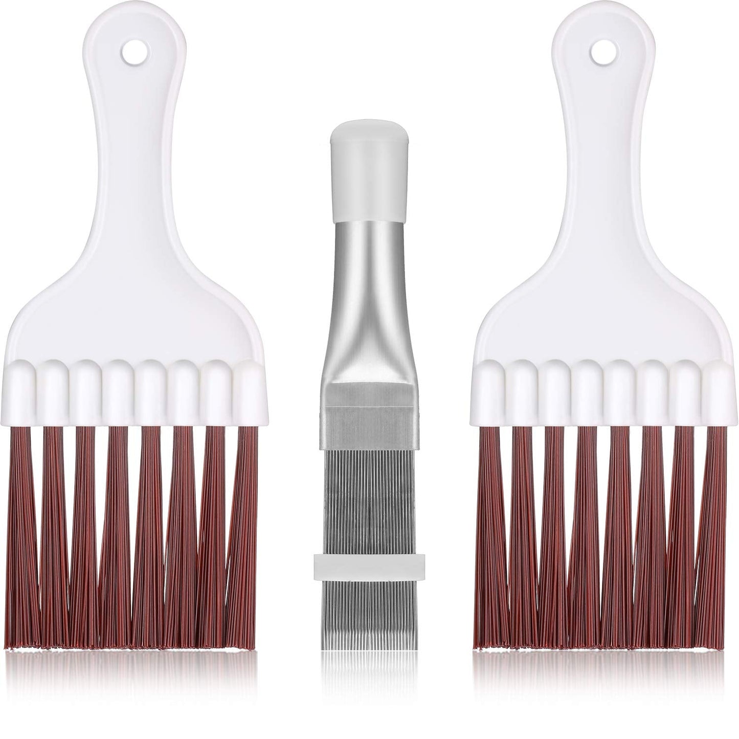 Boao 3 Pieces Air Conditioner Condenser Fin Cleaning Brush Stainless Steel Coil Cleaner Fin Comb Refrigerator Coil Cleaning Whis
