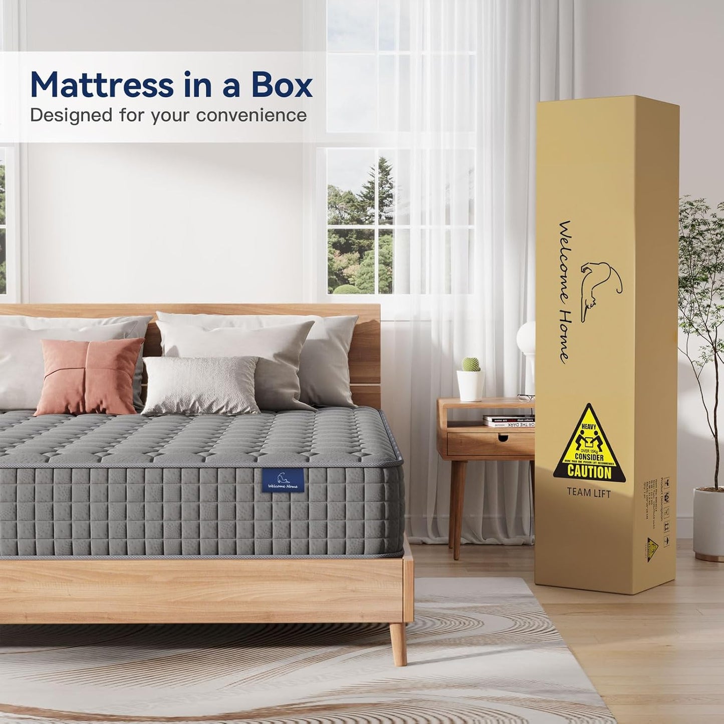 Vesgantti 8 Inch Multilayer Hybrid Twin Mattress - Multiple Sizes & Styles Available, Ergonomic Design with Memory Foam and Pocket Spring, Medium Firm Feel, Grey