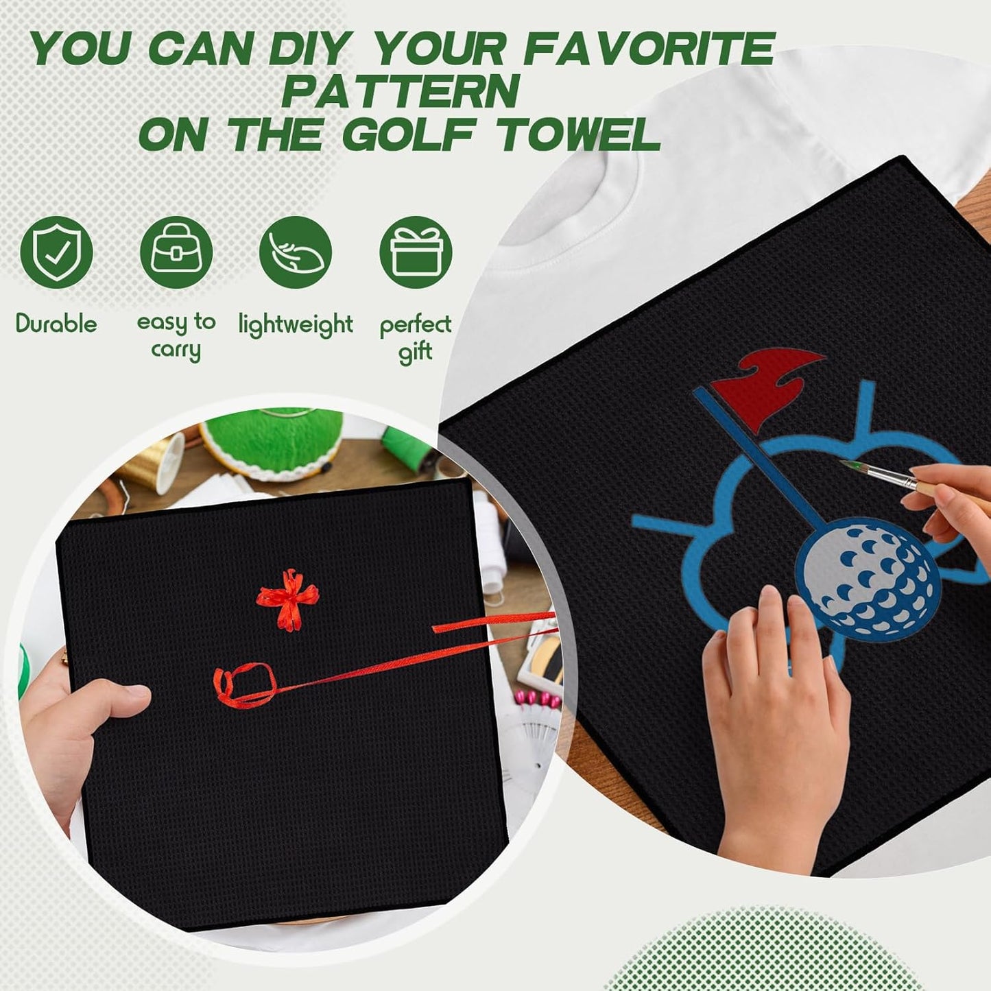 Batiyeer Golf Towels Bulk for Bags 16'' x 16'' Microfiber Waffle Pattern Golf Towel with Clipfor Mini Tournament, Club, Yoga, Fitness