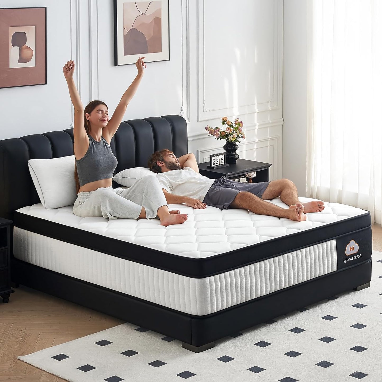 Full Size Mattress 12 Inch Hybrid Full Mattress in a Box, Memory Foam and Individual Pocket Springs for Pressure Relief, Medium Firm, CertiPUR-US Certified, Fiberglass-Free