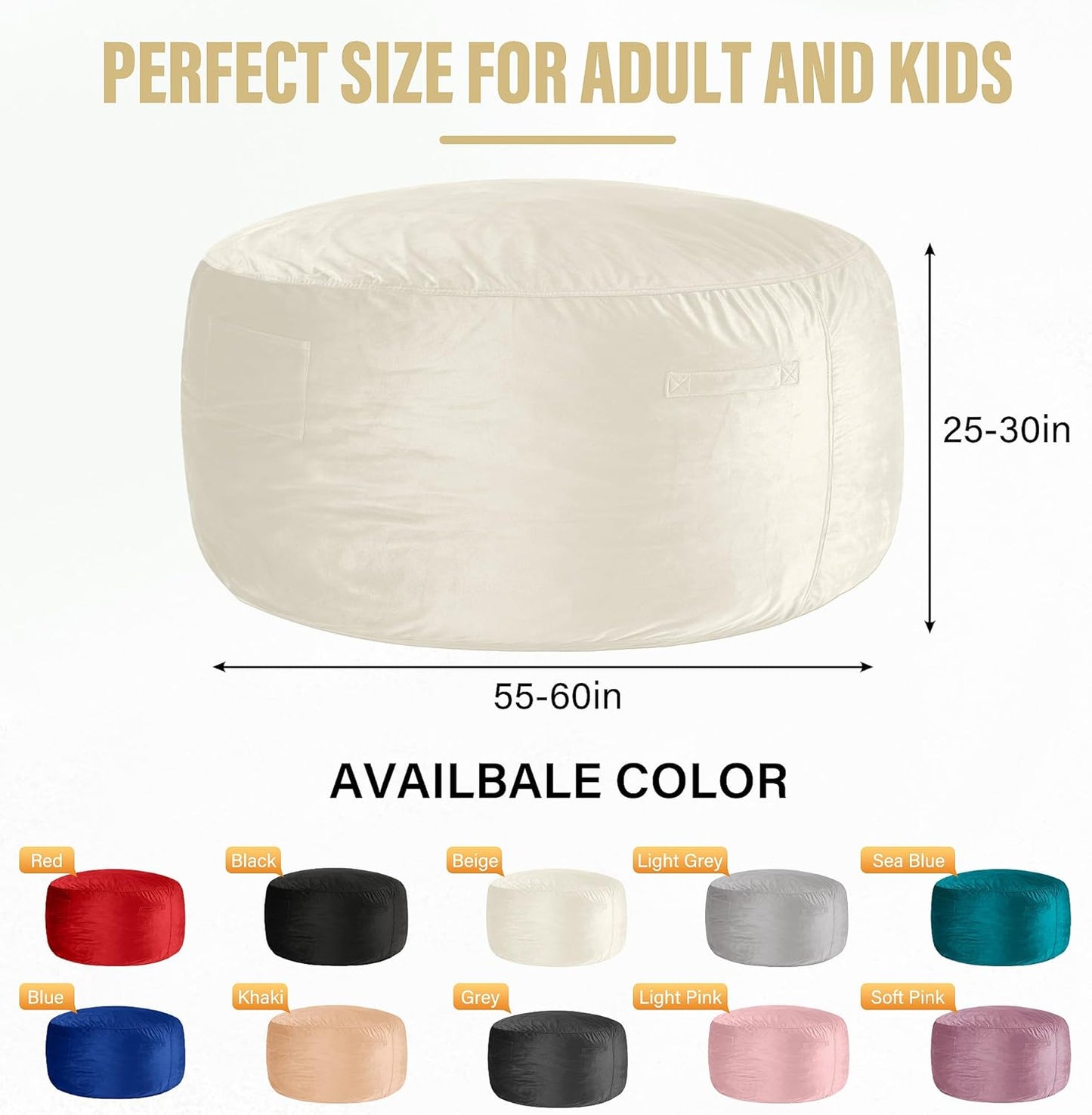HABUTWAY Bean Bag Chair: Giant 6' Memory Foam Furniture Bean Bag Chair with Microfiber Cover - 6Ft,Beige