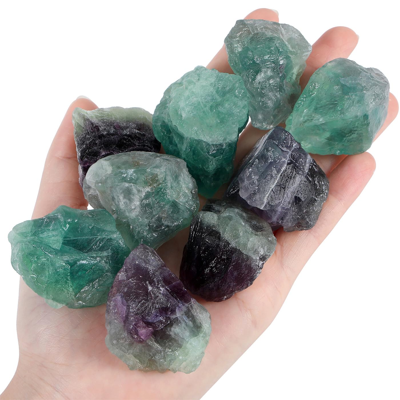 YATOJUZI Fluorite 1lb Bulk Natural Healing Crystals Raw Rough Rocks Stones Sets for Cabbing Tumbling Cutting Lapidary Polishing Reiki Crytsal Healing Wire Wrapping Decoration Gemstone