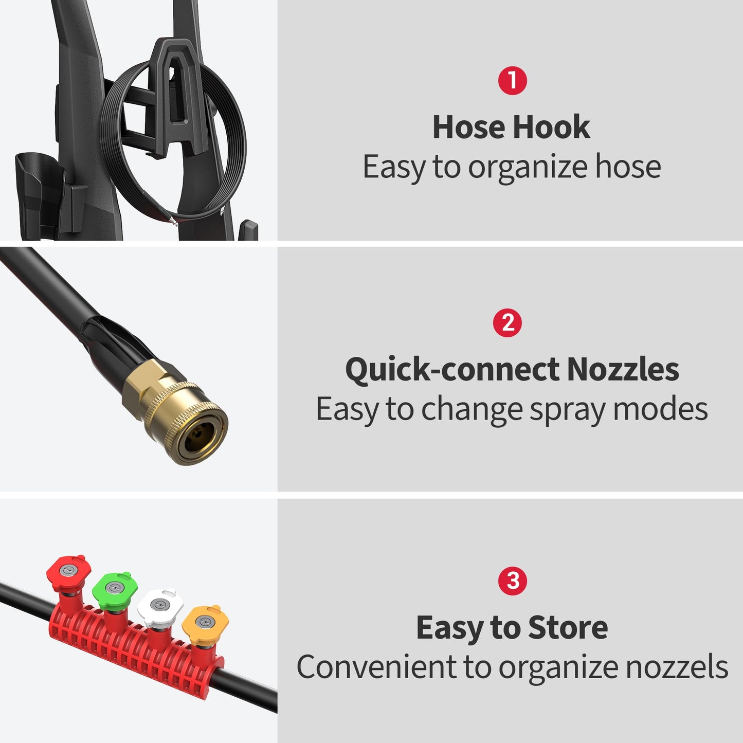 Electric Pressure Washer Power Washer with Foam Cannon & 4 Quick Connect Nozzles, Portable High Pressure Cleaning Machine for Cars Driveways Patios Outdoor Cleaning